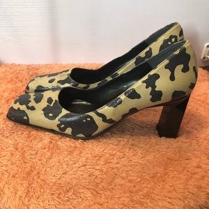 Sergio Zelcer Spanish Leather Collection Heels Animal Print Size 8.5 Brown/Black